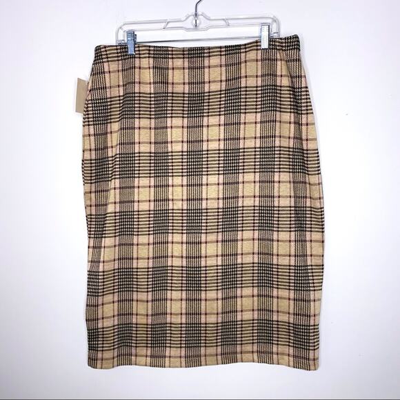 14th & Union Plaid Skirt Women Size XL Camel Sunrise Button Detail Front NWT * - Picture 4 of 4